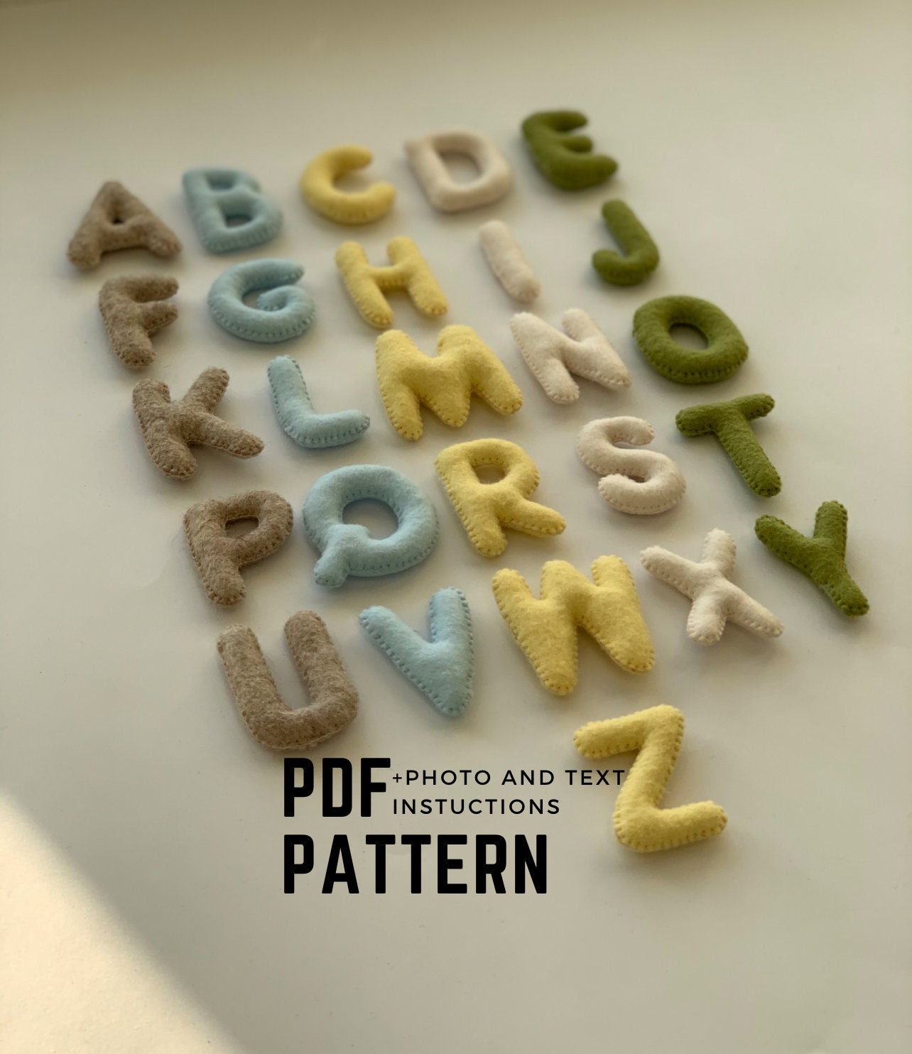 Sewing PDF Pattern Uppercase Alphabet digital pattern educational preschool toy sewing pattern and instruction felt alphabet letters