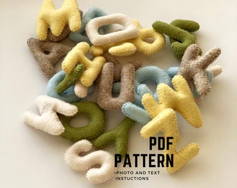 Sewing PDF Pattern Uppercase Alphabet digital pattern educational preschool toy sewing pattern and instruction felt alphabet letters