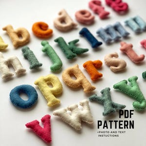小文字のアルファベットデジタル縫製パターンABCフェルトぬいぐるみアルファベット手作り教育幼児玩具フェルト文字PDF初心者縫製