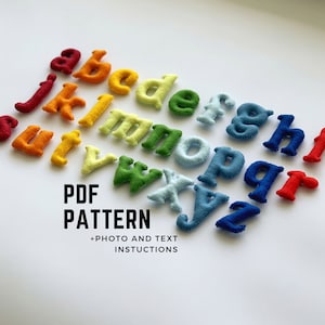 Patrón de costura digital ABC fieltro patrón de costura de felpa alfabeto hecho a mano juguete preescolar educativo fieltro letras del alfabeto PDF costura para principiantes