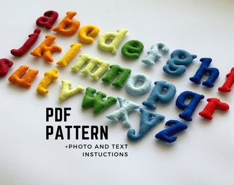 Digital sewing pattern ABC felt plush sewing pattern alphabet handmade educational preschool toy felt alphabet letters PDF beginner sewing