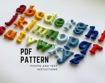 Digital sewing pattern ABC felt plush sewing pattern alphabet handmade educational preschool toy felt alphabet letters PDF beginner sewing