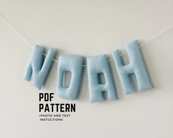 Vilt alfabet pdf-patroon: hoofdletters, banner kinderkamer (digitale download)