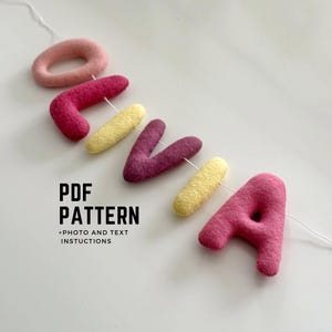 Patrón de costura de letras mayúsculas del alfabeto en PDF Patrón de costura de juguete preescolar educativo de fieltro e instrucciones para pancarta con nombre