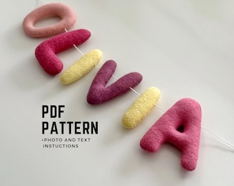 Alphabet uppercase letters PDF Pattern sewing pattern felt educational preschool toy sewing pattern and instruction name banner