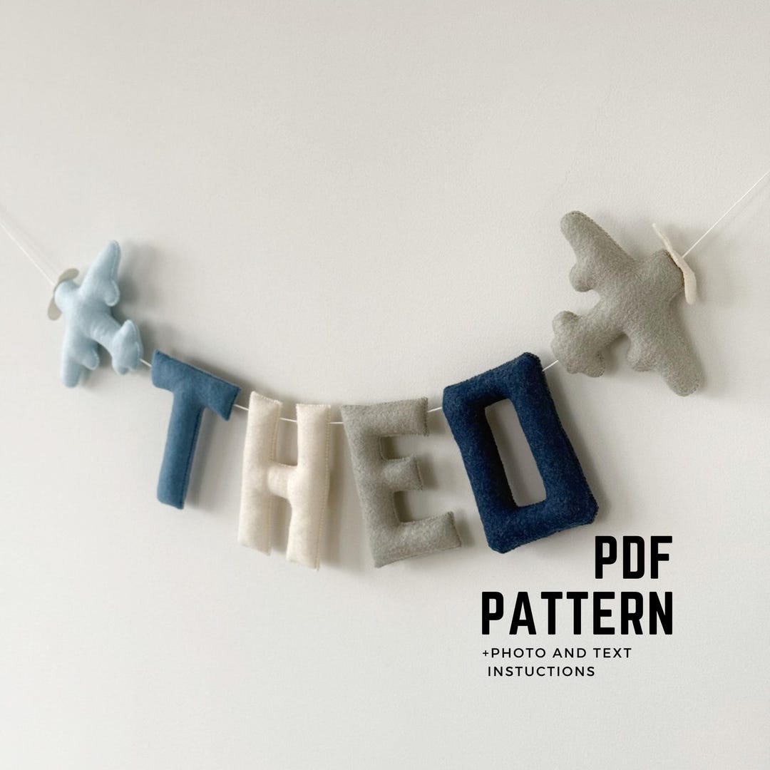 Felt Alphabet & Airplane Sewing Pattern: DIY Nursery Decor (PDF Pattern ...