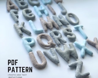 Digital sewing pattern felt alphabet sewing pattern ABC handmade educational preschool toy felt alphabet letters PDF beginner sewing