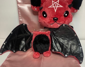 Bedazzled Gothic Bat Plush Stash jar, Animal Doll Stuffed Toy, Mason Jar 8oz