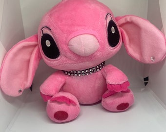 Stitch & Angel Plush Stash jar, Animal Doll, bedazzled Stuffed, 18cm/7.08in 6oz mason jar