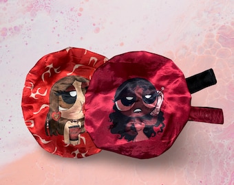 Reversible Satin Lined Bonnet: Powerpuff Girls Bow-Tie Jumbo Bonnet