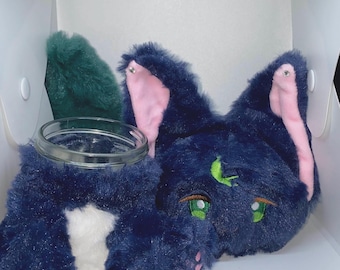 Bedazzled Xiao Cat Plush: Genshin Impact Stash Jar (6oz)
