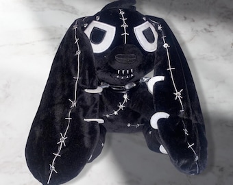 Gothic Bunny Plush Stash Jar: Spooky Stuffed Animal Doll (16oz Mason Jar)