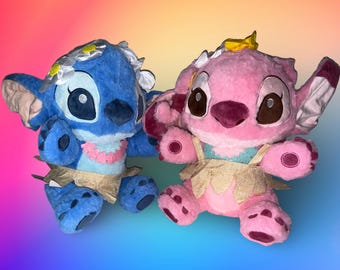 Stitch and Angel Honolulu 15in Plush: Stash Jar Doll - 16oz Mason Jar