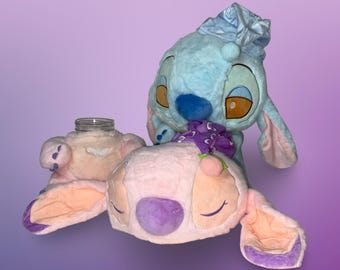 Sleepy Stitch and Angel Mega Plush 20-25in : Stash Jar Doll - 32oz Mason Jar