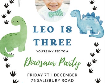 Dinosaur Birthday Party Invitation Digital Download