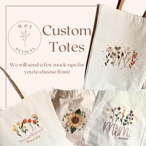 Personalized Embroidered Tote Bag | Custom Name or Design Canvas Bag | Custom Embroidery Canvas Tote