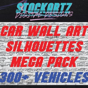Silhueta de carro Wall Art Garage Mancave Workshop Subliminação de corte a laser SVG, AI e DXF Mega Pack