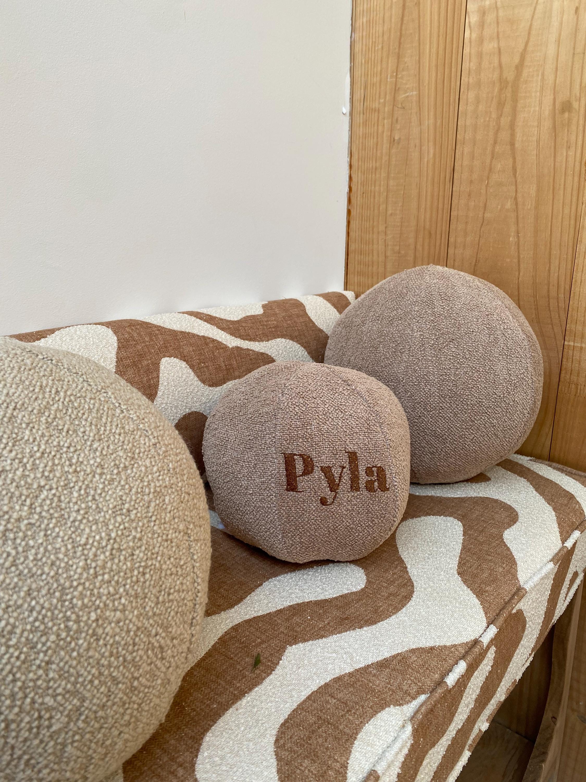 Coussin Rond Doux Nœud Fait Main - Décoration Chambre Et Salon, Beige 22cm