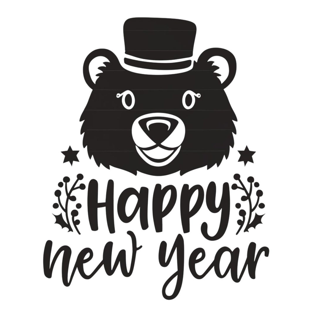 Happy New Year Bear 2024 Svg Eps Pdf Dxf Png Instant Download for DIY