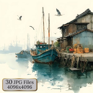 Japanese Boat Scene - Etsy