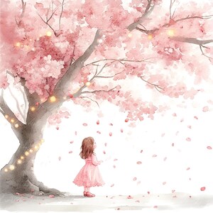 Magical Watercolor Children & Tree Illustrations – 20 Dreamy Fairy Tale Clipart Images, Kids, Lanterns, Blossoms, Junk Journals, Collage