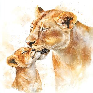 by paint | Amazon ライオンと子ライオンの油絵 numbers DIY絵 手塗り 塗り絵 数字油絵 ライオン 絵画
