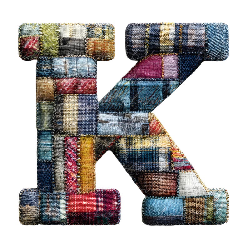 Patchwork Alphabet Letters and Numbers Clipart, Fabric Quilt Font ...