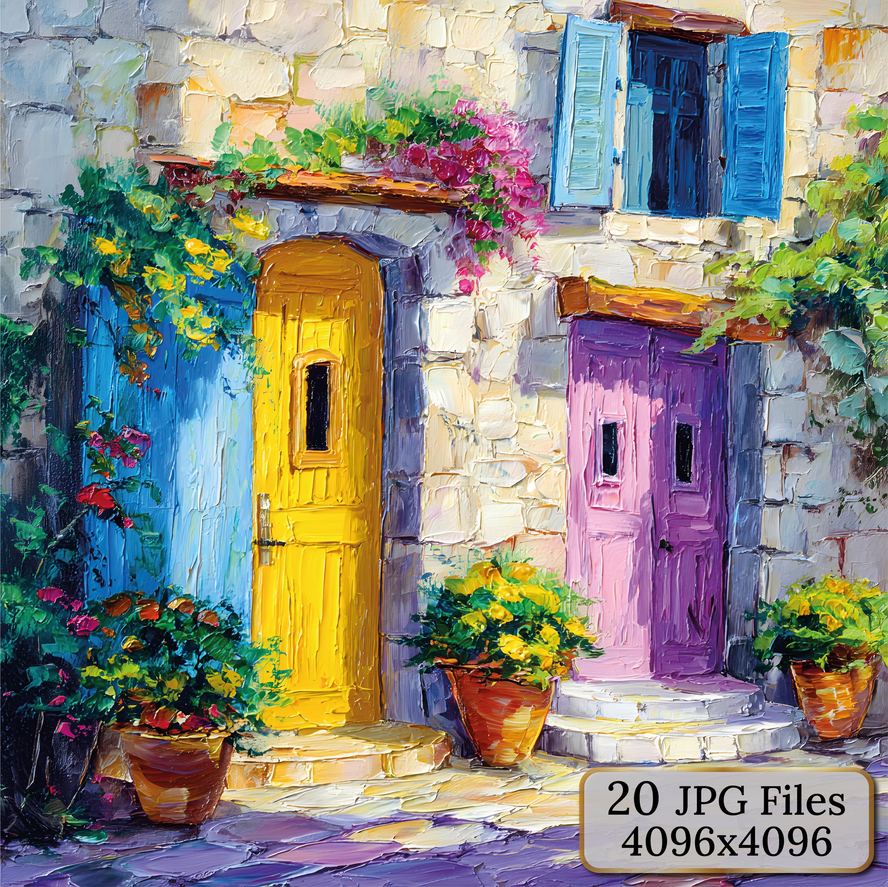 Textured Impasto Doorway Paintings – 20 Colorful Oil Brushstroke