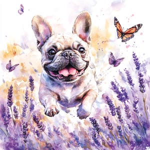 16 Charming French Bulldog Clipart, Watercolor Illustrations with French, High-Resolution JPEG, Junk Journaling, Scrapbooking, Card Making