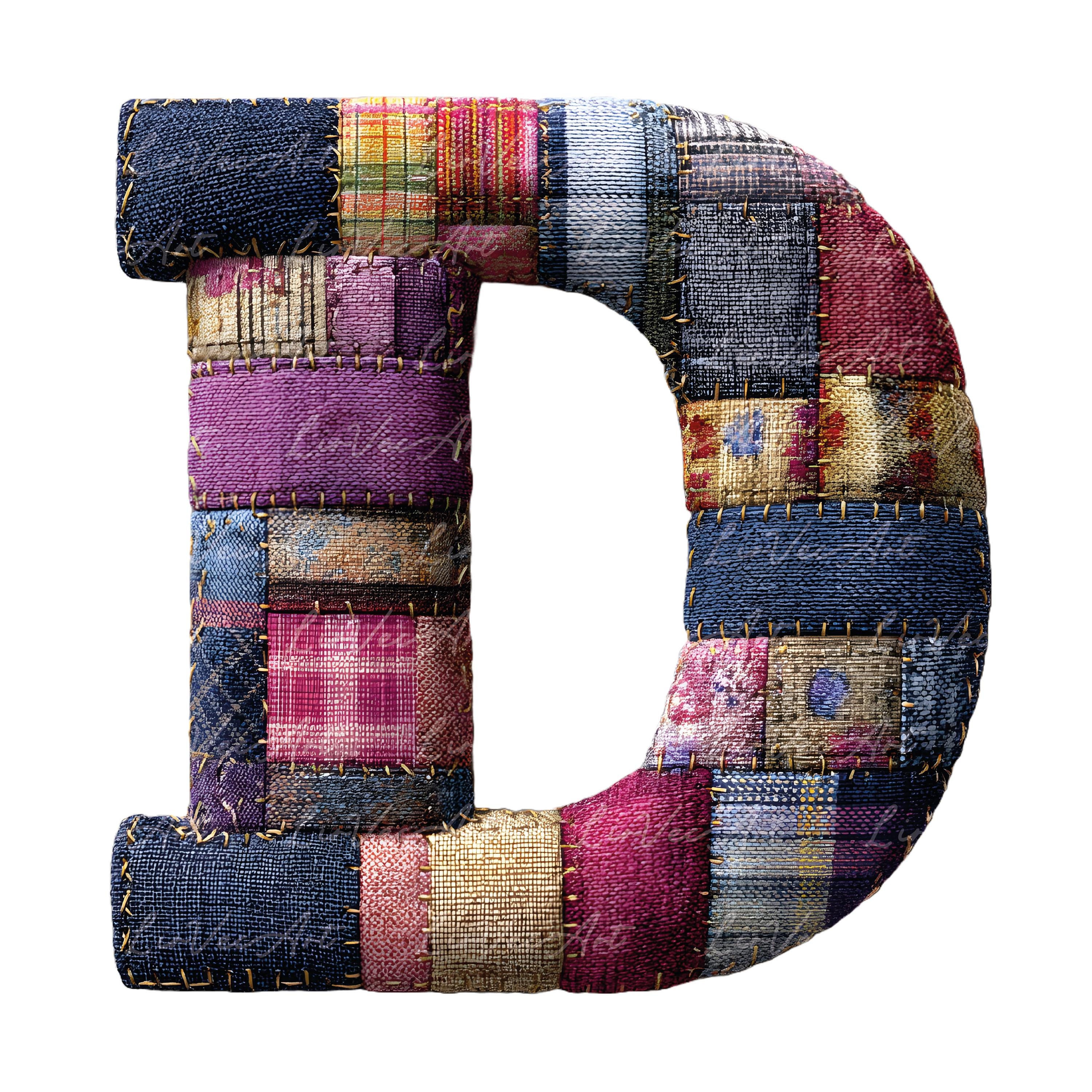 Patchwork Alphabet Letters and Numbers Clipart, Fabric Quilt Font ...