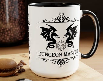 Dungeon Master Mug 15oz, Present for DM, Gifts for Dm DnD Funny Dungeon Master Gift, RPG Gamer, D20 Gamer, Role Playing Game, Nerd, Geeky