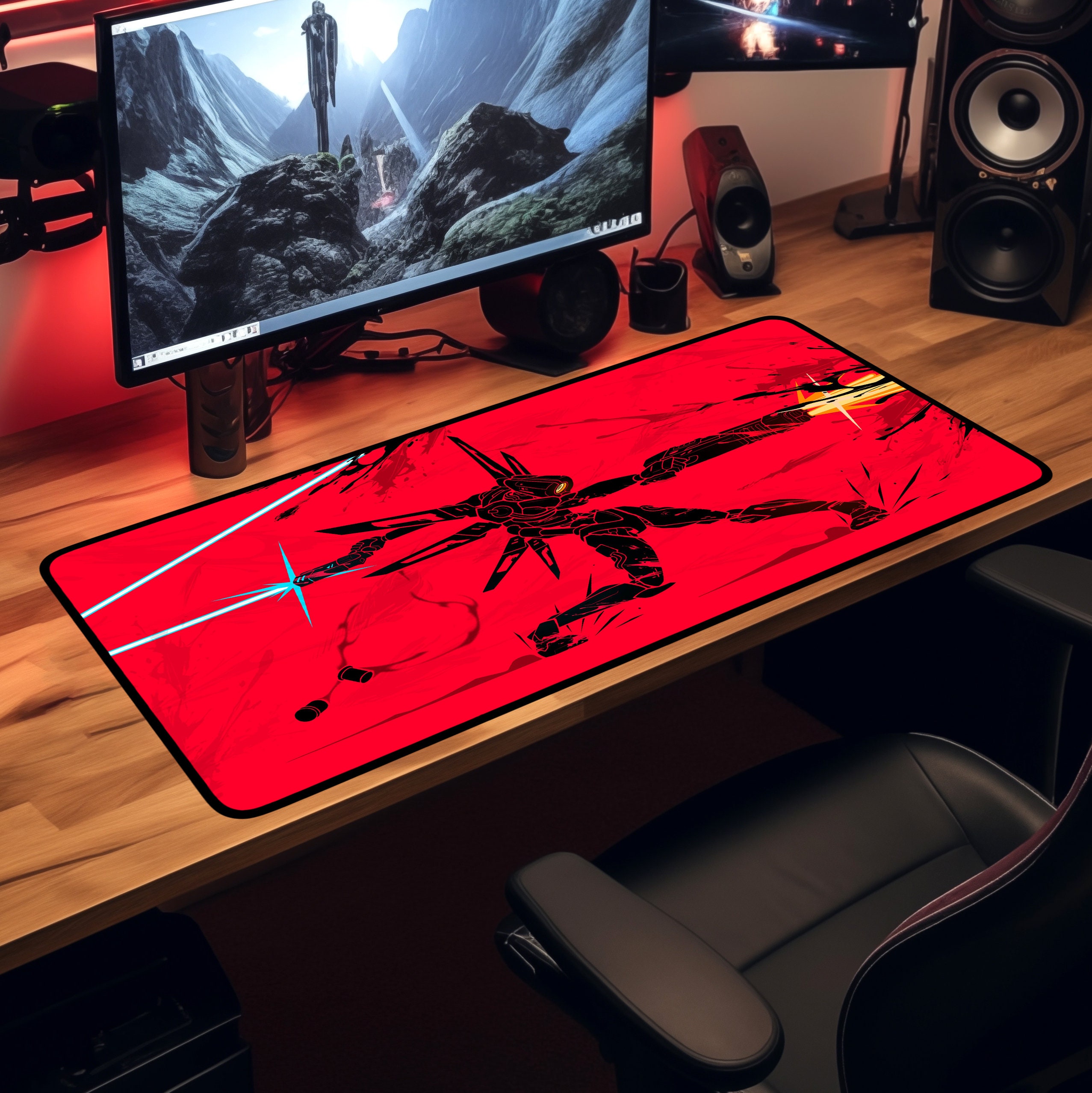 Ultrakill Desk Mat, V1 Ricoshot Gaming Desk mat XL, Mouse Pad, Gaming Keyboard Mat Pad, Large Desk Pad, Gamer Gift For Him