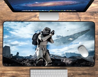 Tapis de souris Starwars XL, tapis de bureau Stormtrooper Très grand tapis de souris science-fiction, tapis de souris, sous-vêtement de bureau, tapis de clavier sous-vêtement gaming, sous-main