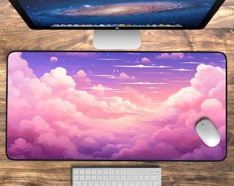 Kawaii Clouds Desk Mat, Cute Desk Pad, Anime Gaming Desk Mat, Large Mouse Pad, Aesthetic Desk Accessories, Extra Large Cloud Mouse Pad