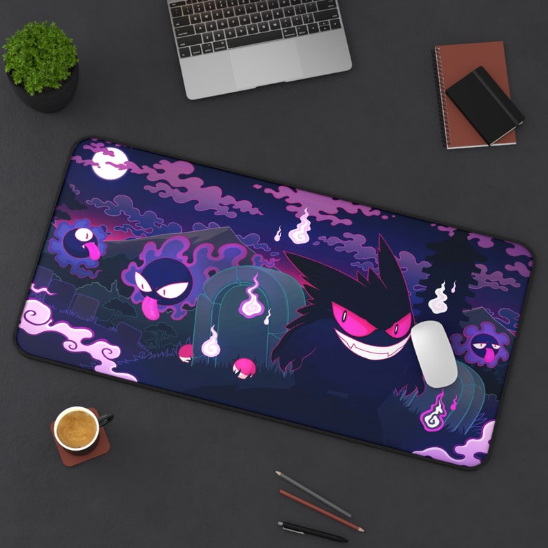 Gengar Desk Mat Anime Desk Pad Gaming Mousepad XL Extra Large Mouse Pad, Gaming Mouse Pad, Keyboard Mat, Deskmat, Deskpad Gamer Gift For Him image 2