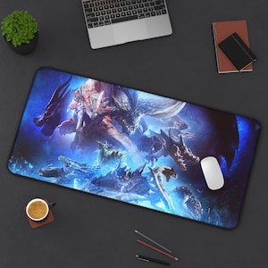 MHWゲーミングデスクマットXL、モンスターハンターXXLマウスパッド、マウスパッドデスクマットゲーミングキーボードマットパッド、大型デスクパッド、男性ゲーマーへのギフトデスクパッド 画像 5
