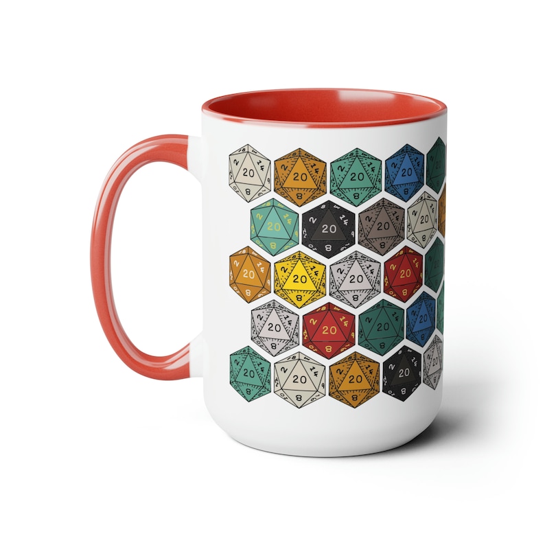 DnD Mug 15oz, Dungeon Master Gift, dnd Dice Coffee Mug, Gift for Nerd, Gift for Geek, Present for DM, D20 Gamer, Role Playing Game RPG Gamer image 3