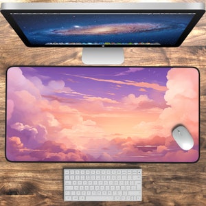 Kawaii Clouds Desk Mat, Cute Desk Pad, Extra Large Cloud Mouse Pad, Anime Gaming Desk Mat, Large Mouse Pad, Aesthetic Desk Accessories