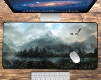 Skyrim Desk Mat Game Anime Mouse Pad, The Elder Scrolls Desk Pad, Gaming Keyboard Mat Pad, Mousepad, Gaming Mouse Mat, XXL Mouse Pad