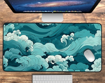 Japanese Ukiyo-e Desk Mat, Large Mousepad, Japanese Art Workspace Office Decor, Desk Accessory, Keyboard Mat, Neoprene Gaming Mat