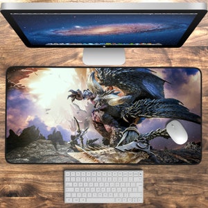 Può includere: Una creatura di drago nera e blu con corna e ali è raffigurata in un'ambientazione fantasy. La creatura è in battaglia con un gruppo di guerrieri umani. Lo sfondo è un cielo nuvoloso con una luce brillante che splende attraverso le nuvole.