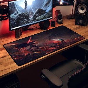 Asoka Tano vs Darth Vader Desk Mat, Sci-Fi Extra Large Mouse Pad, Desk Pad, Starwars Keyboard Mat, Gaming Desk Pad Mousemat, Deskmat Deskpad