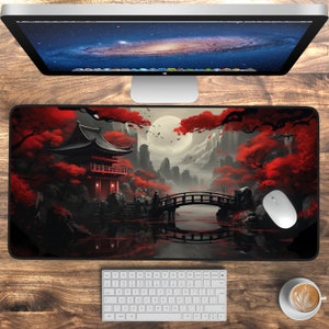 Japanese Desk Mat, Japan Desk Decor, Large Mouse Pad, Office Accessory, Gamer Gift, Fantasy Mouse Pad, Gaming Mousepad XL, Game Table Decor