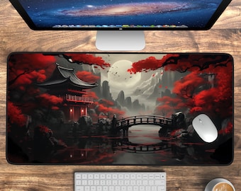 Japanese Desk Mat, Japan Desk Decor, Large Mouse Pad, Office Accessory, Gamer Gift, Fantasy Mouse Pad, Gaming Mousepad XL, Game Table Decor