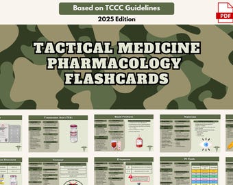 Tactical Medicine Pharmacology Flashcards | Tactical Combat Casualty Care | TCCC | Combat Medics, Corpsmen,68Ws,TacMed