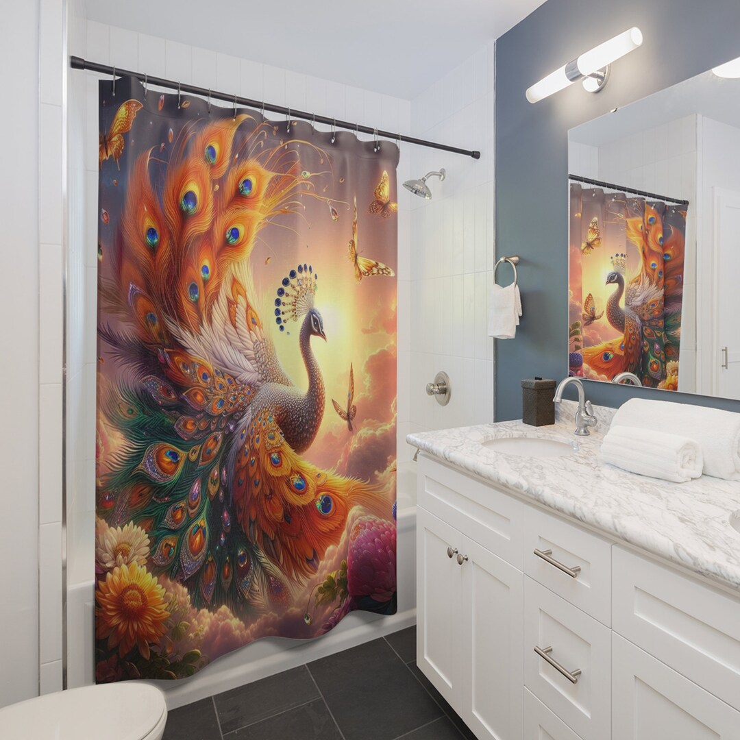 Peacock Shower Curtain, Peacock, Bathroom Decor, Bird Shower Curtain ...