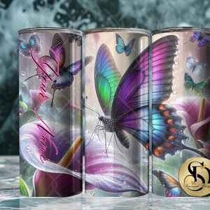 Grillige vlinderbeker - 20 oz magere beker, uniek vlinderontwerp, vlinderbekers, ontwerpen vlinderbeker, vlinderontwerp,