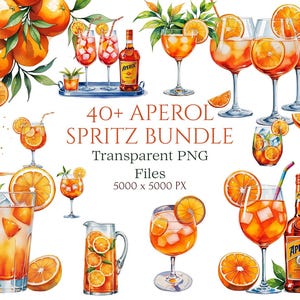 Aquarelle Aperol Spritz Clipart, Clipart cocktail, Aperol Spritz Clipart, Clipart pour usage Commercial, Aperol Spritz PNG, Clipart Orange