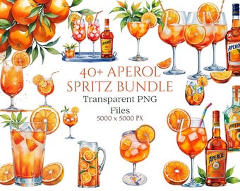 Aquarell Aperol Spritz Clipart, Cocktail Clipart, Aperol Spritz Clipart, Clipart für kommerzielle Nutzung, Aperol Spritz PNG, Orange Clipart