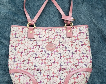 pink heritage bias heart coach vintage purse